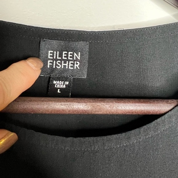 Eileen Fisher 100% Silk Sleeveless Top with Sheer Hem - Picture 4 of 6